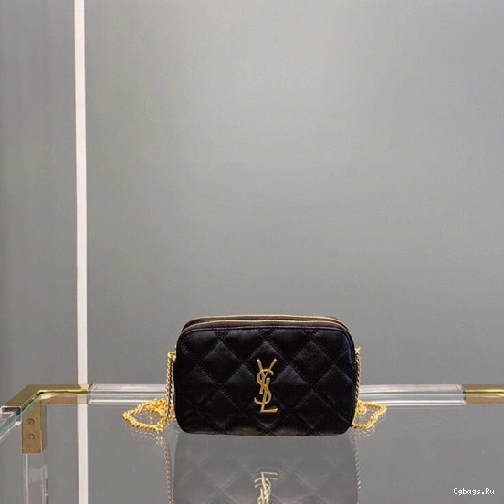 QUILTED DOUBLE-ZIP POUCH BECKY LAMBSKIN IN YSL 0722